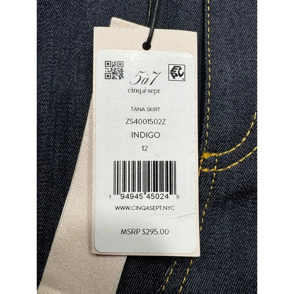 NWT Cinq a Sept Tana Denim‎ Maxi Skirt Indigo Blue Front Slit MSRP:$295